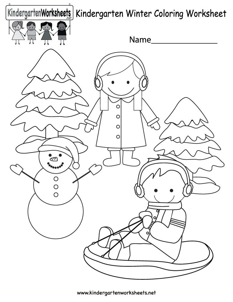 Winter Coloring Worksheet - Free Kindergarten Seasonal Worksheet For | Winter Holidays Worksheets Printables