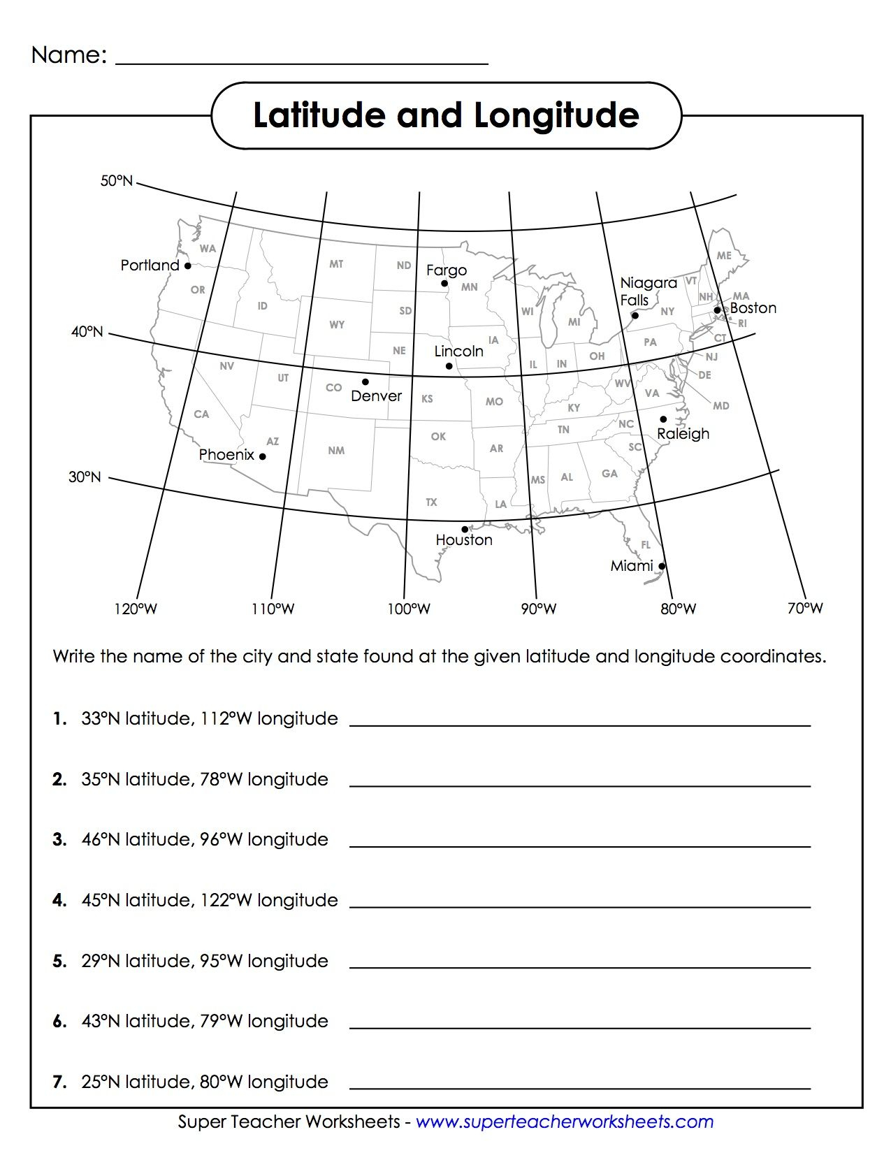 With This Worksheet Students Are Using Geography And Math To | Latitude And Longitude Printable Practice Worksheets