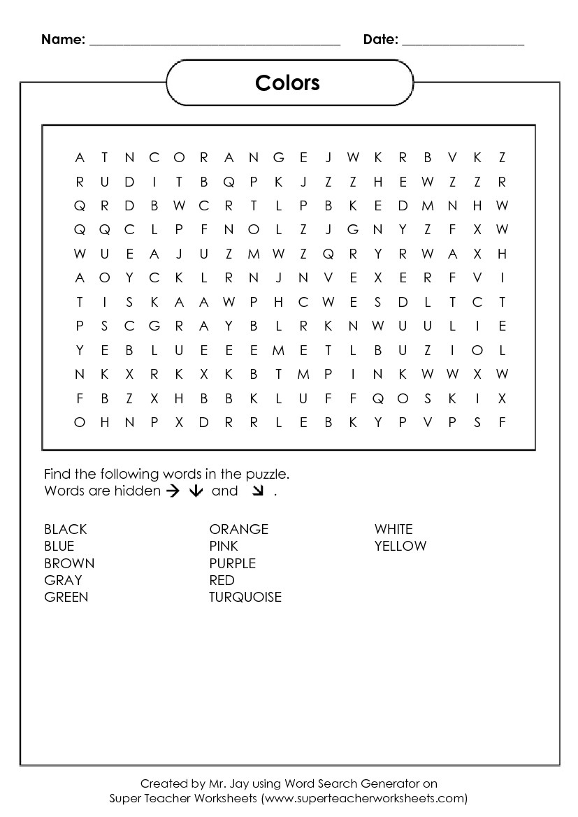 Word Search Puzzle Generator | Printable Worksheet Maker