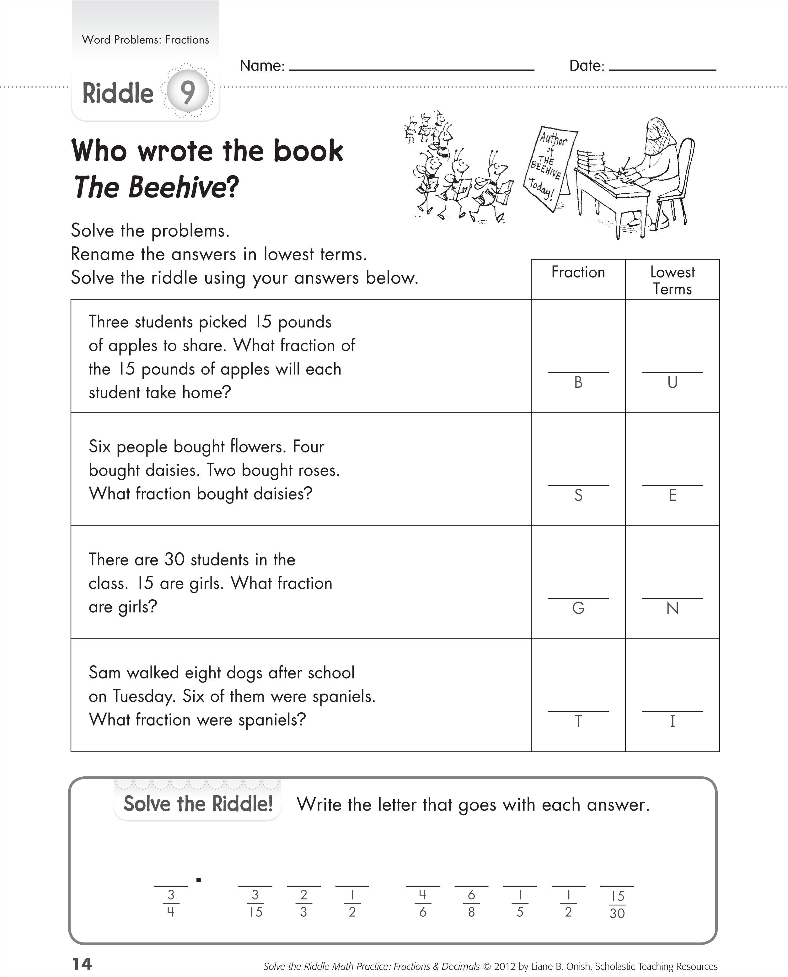 Worksheet : Adding Subtracting Multiplying And Dividing Fractions | Free Printable Fraction Word Problem Worksheets