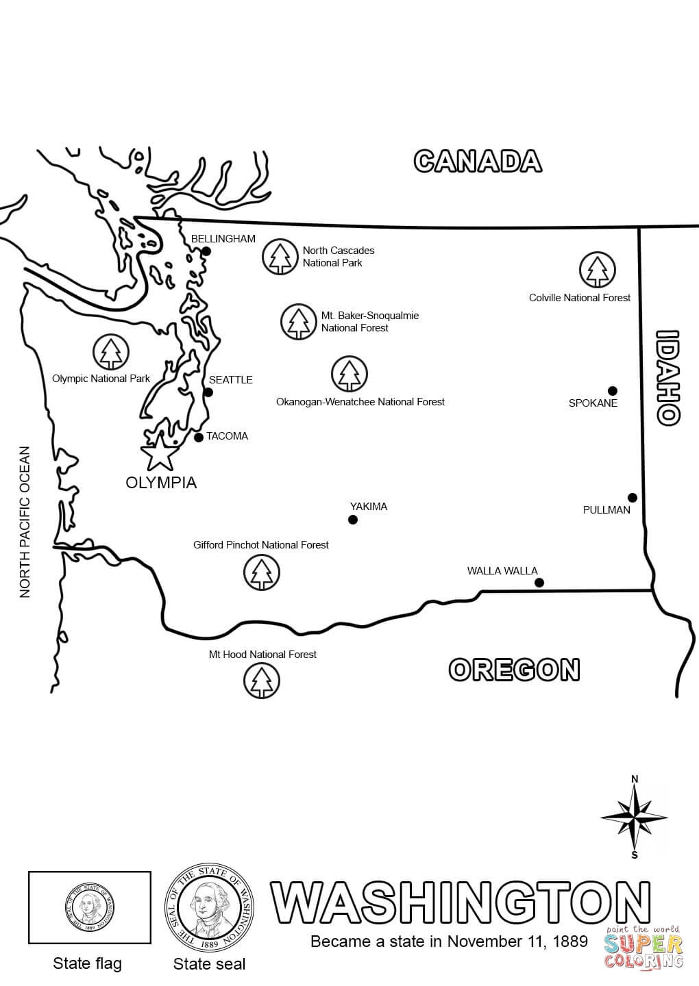 Worksheet : Washington Map Coloring Page George For Kids State Free | Free Printable George Washington Worksheets