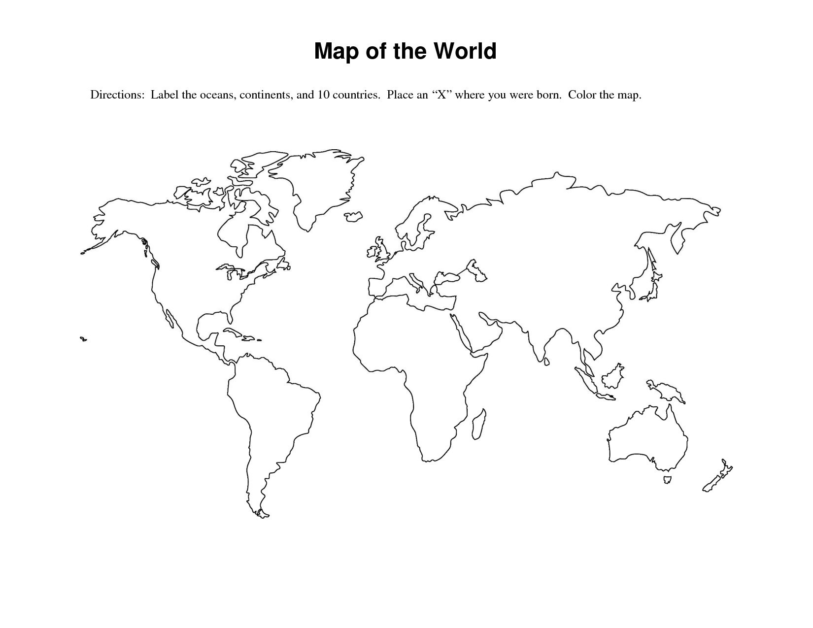 World Map Worksheet - Free Maps World Collection | Free Printable World Map Worksheets