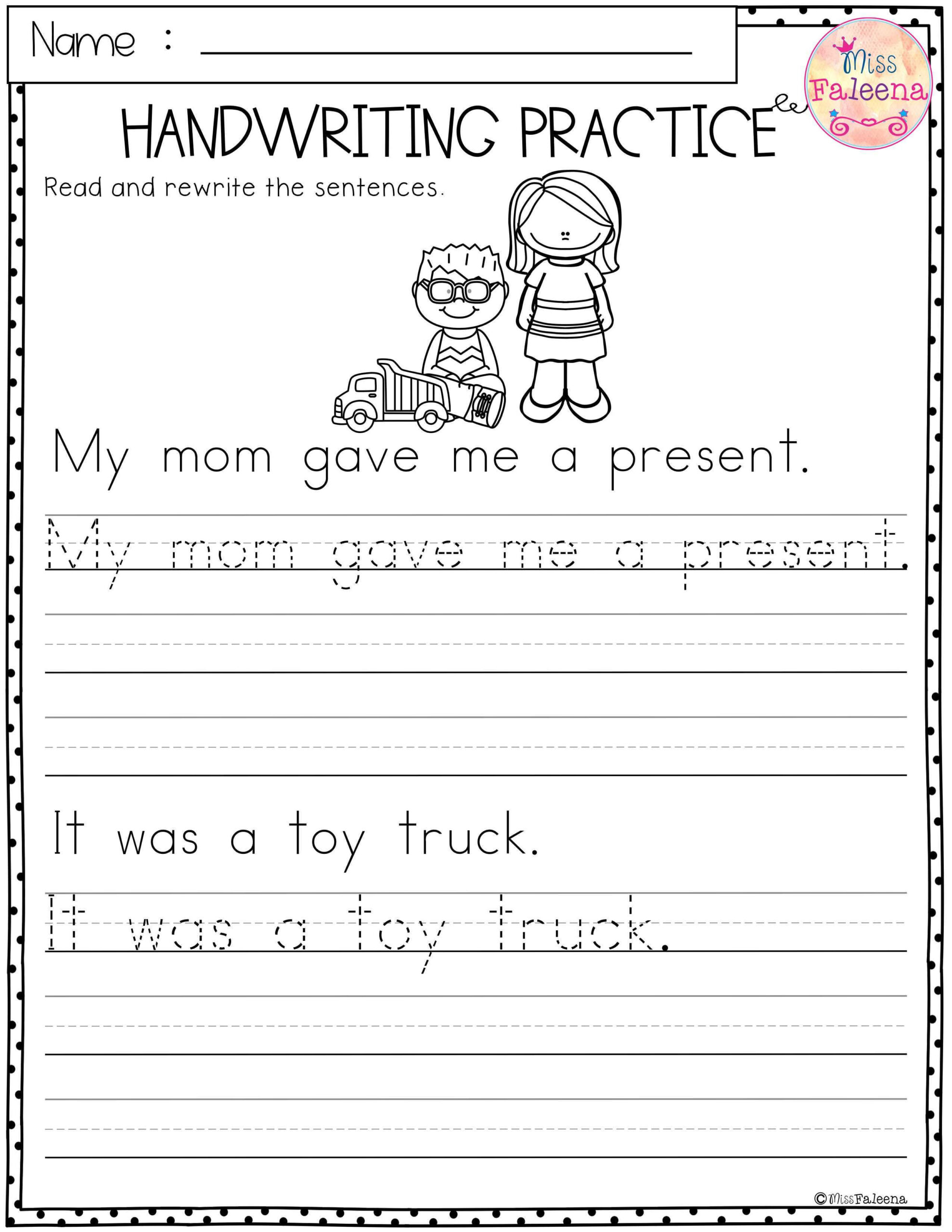 10 Best Handwriting Printable Kindergarten Worksheets - Printablee | Handwriting Printable Worksheets For Kindergarten