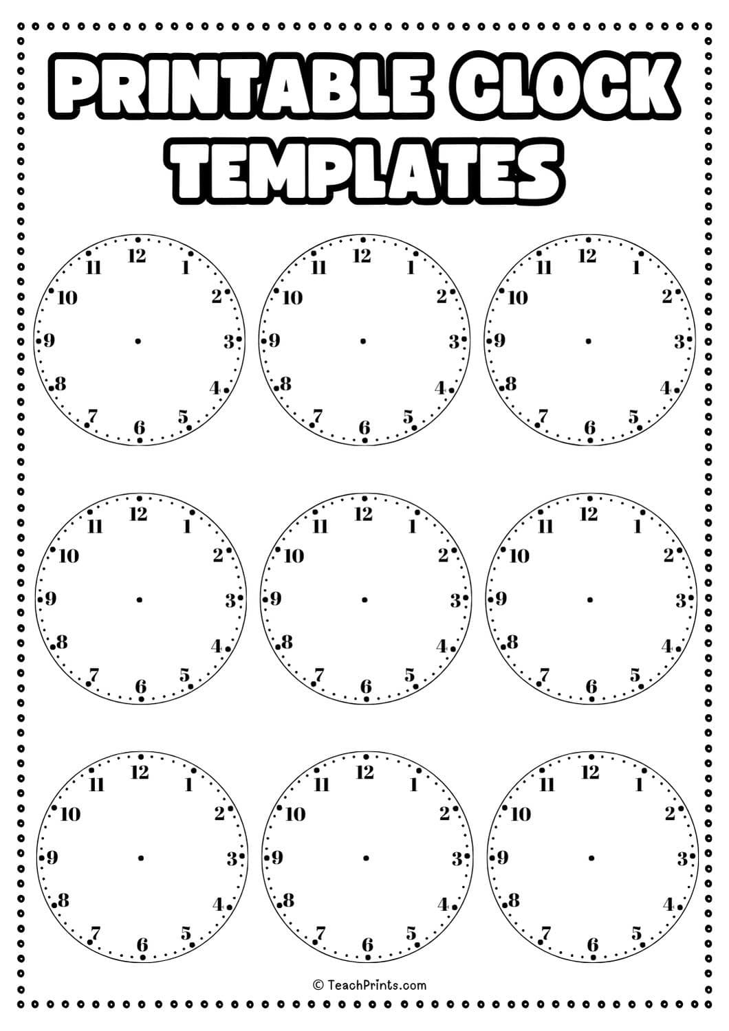 10 Free Printable Clock Face Worksheets - Teach Prints | Blank Clock Face Worksheet Printable
