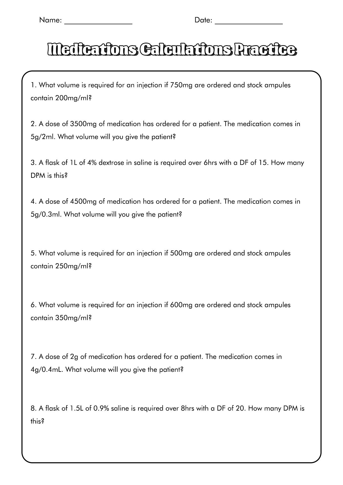 11 med math worksheets worksheets library nursing math worksheet printables 11 Med Math Worksheets - Worksheets Library | Nursing Math Worksheet Printables
