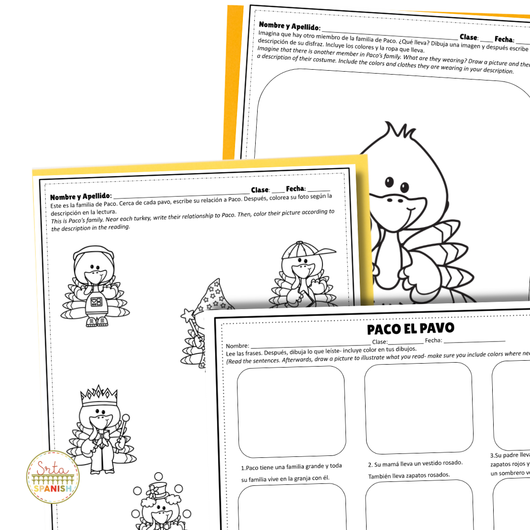 12 Thanksgiving Activities For Spanish Class - Srta Spanish | Thanksgiving Spanish Worksheets