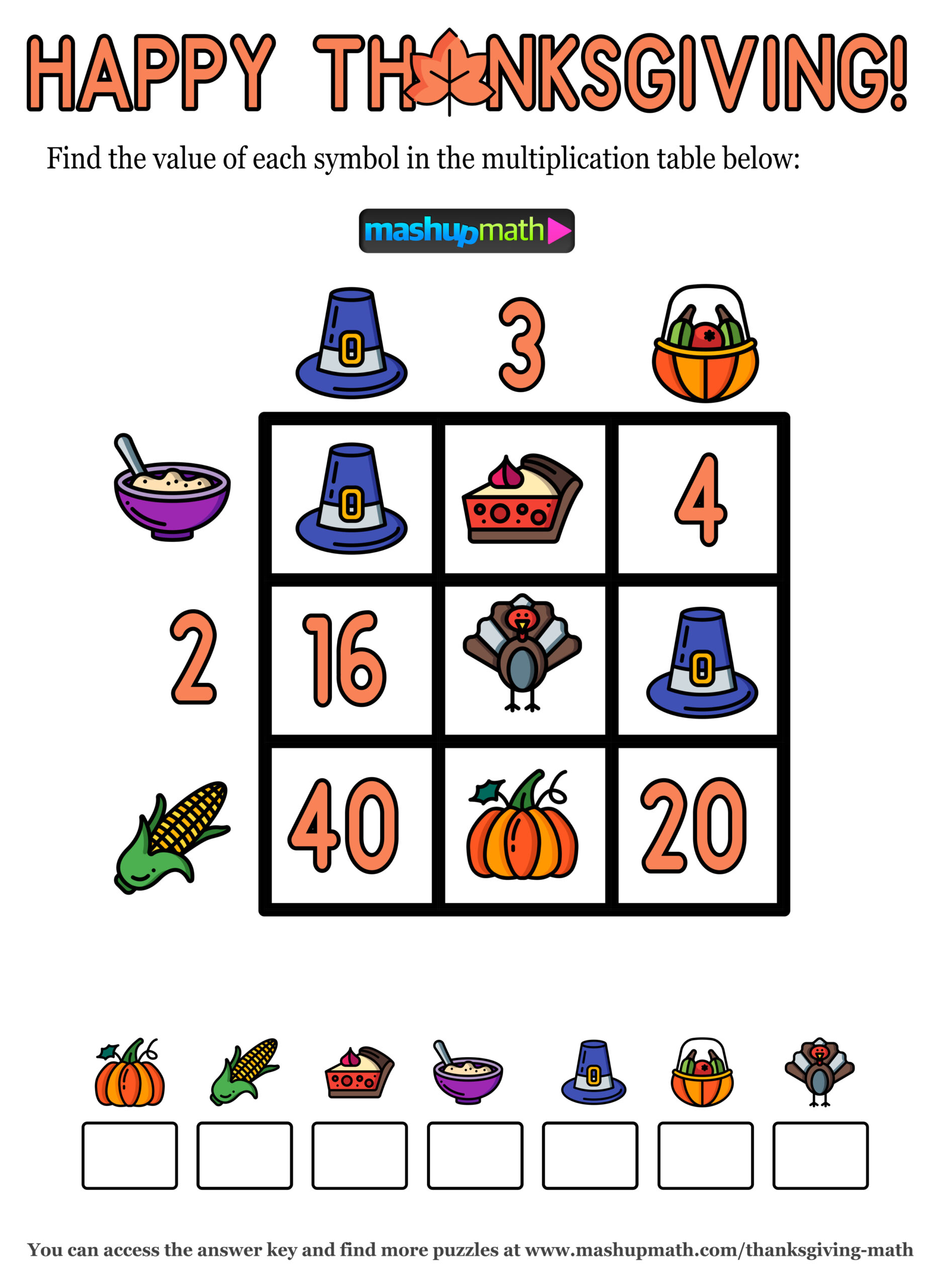 12 Thanksgiving Math Activities For Grades 1-8 — Mashup Math | Thanksgiving Math Worksheets High School
