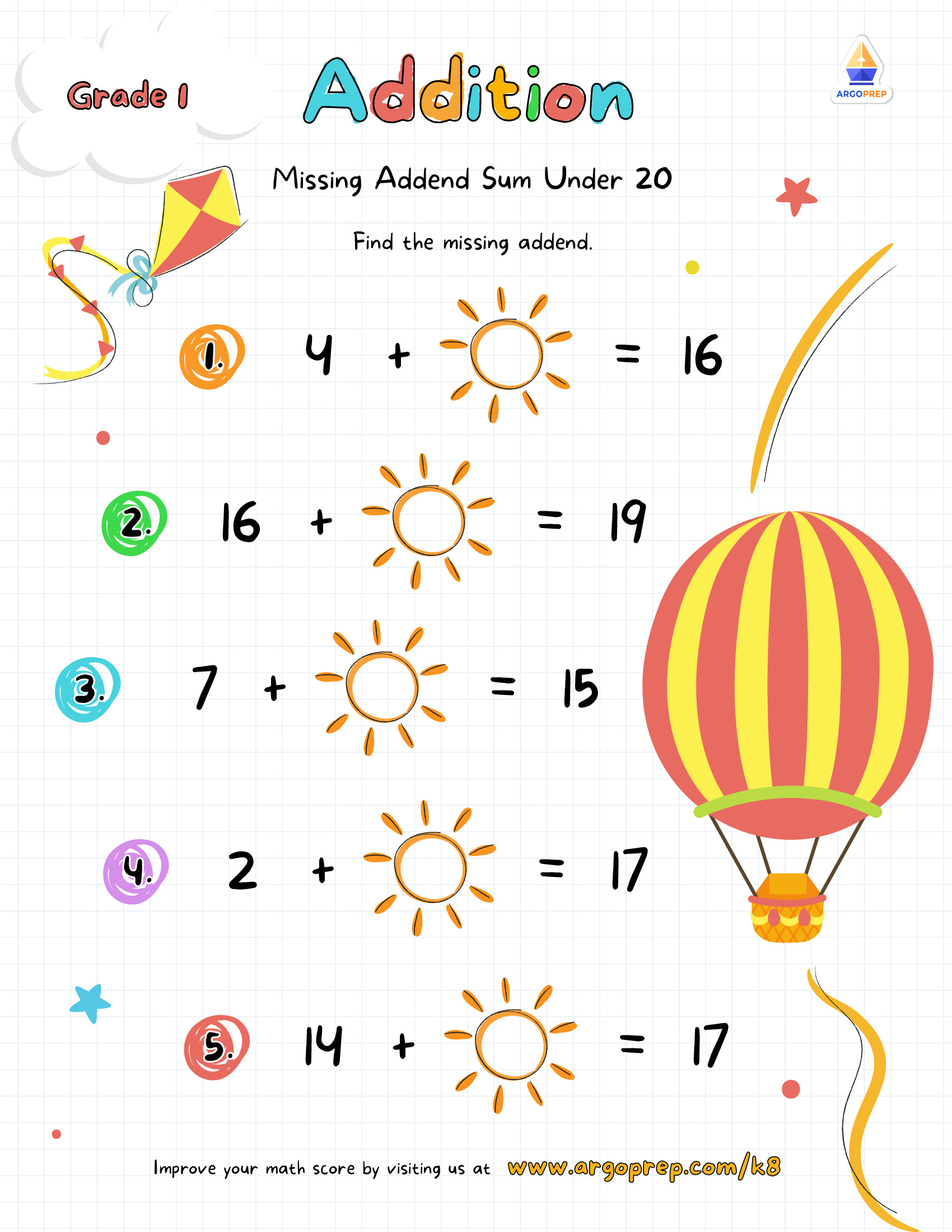 1St Grade Subtraction Missing Addend Sum Under 20 Worksheets For | Free Printable Missing Addend Worksheets For First Grade