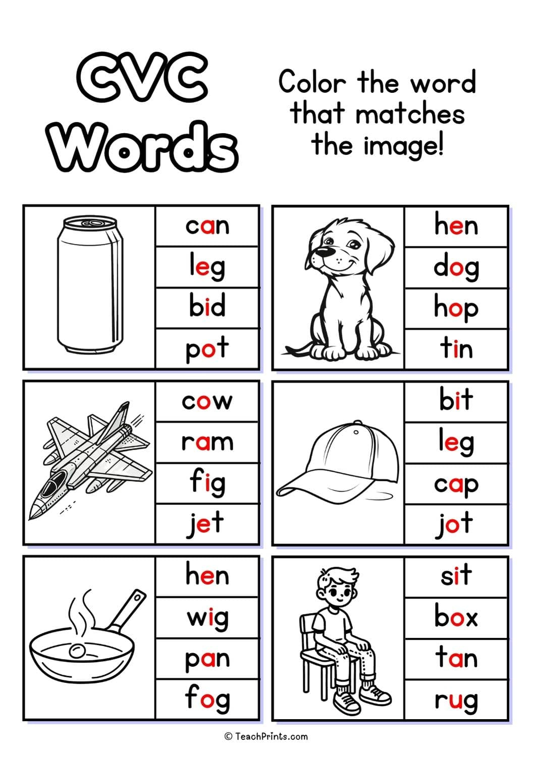 20 Free Cvc Words Worksheets - Teach Prints | Free Printable Cvc Worksheets