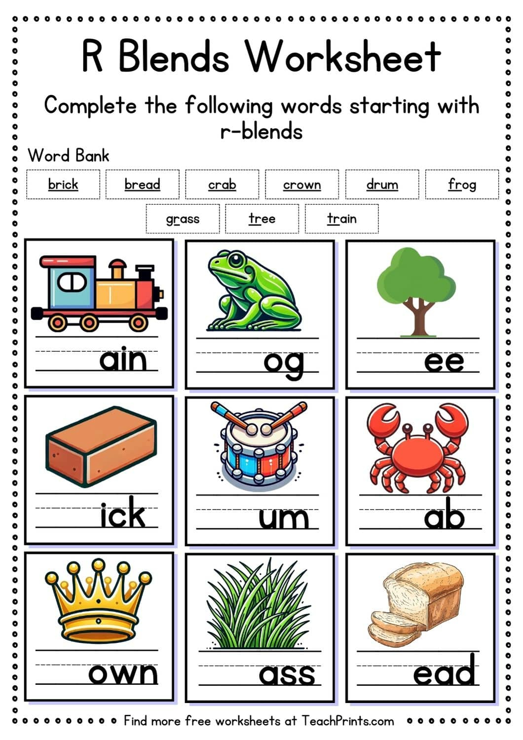 22 Free Blends Worksheets - Teach Prints | Blends Printable Worksheets