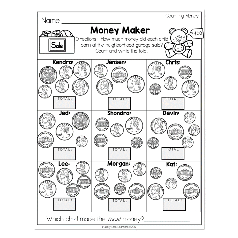 2Nd Grade Math Worksheets - Money - Counting Money - Money Maker | Free Printable Counting Money Worksheets For 2Nd Grade