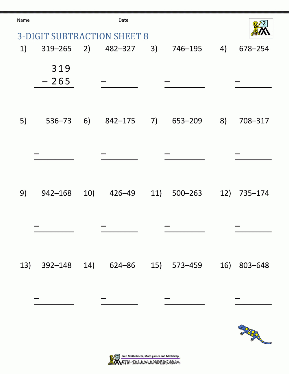 3 Digit Subtraction Worksheets | Free Printable 3 Digit Subtraction With Regrouping Worksheets