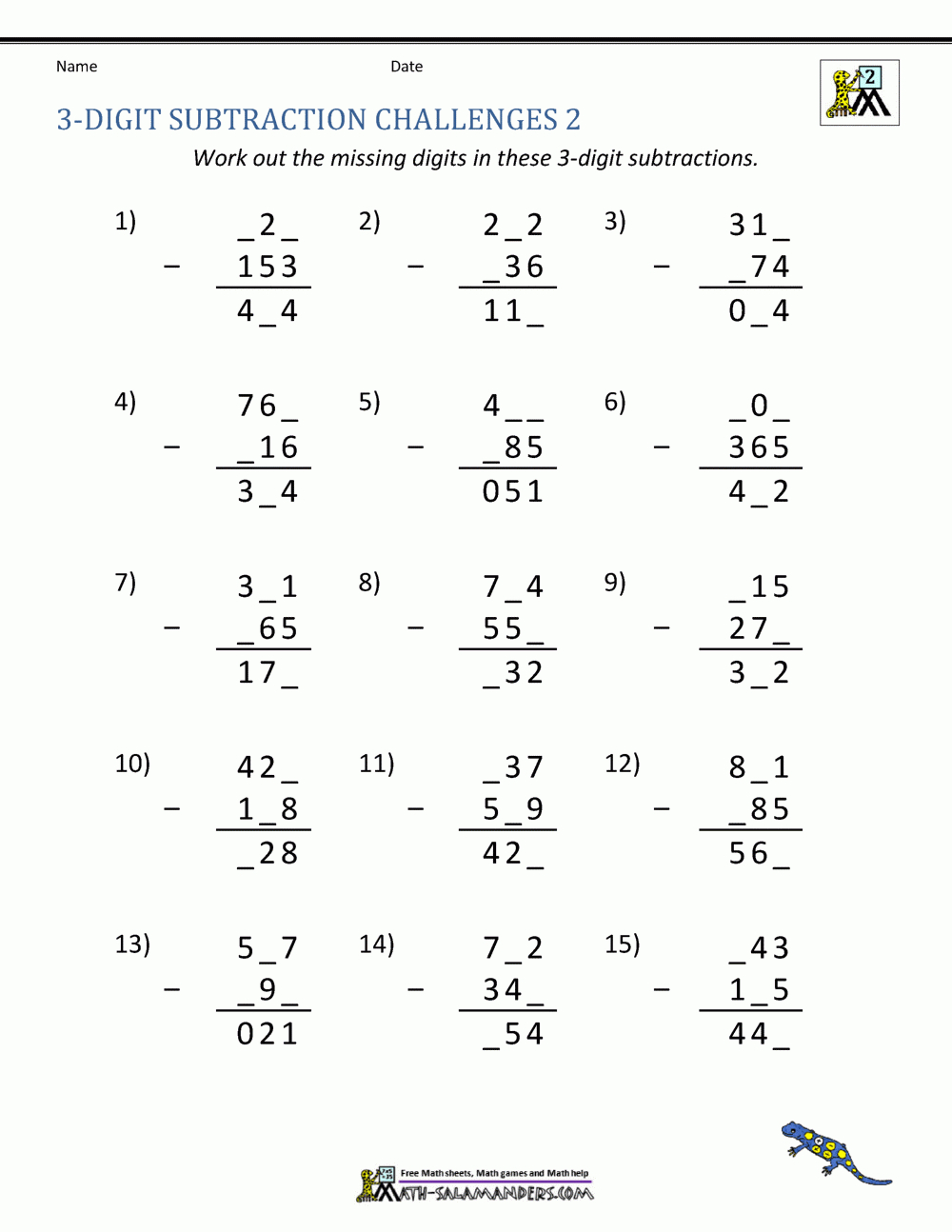 3 Digit Subtraction Worksheets | Printable Subtraction Worksheets For 3Rd Grade