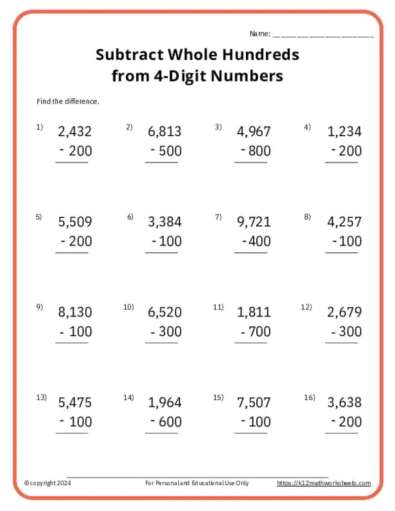 3Rd Grade Subtraction Worksheets | Printable Subtraction Worksheets For 3Rd Grade