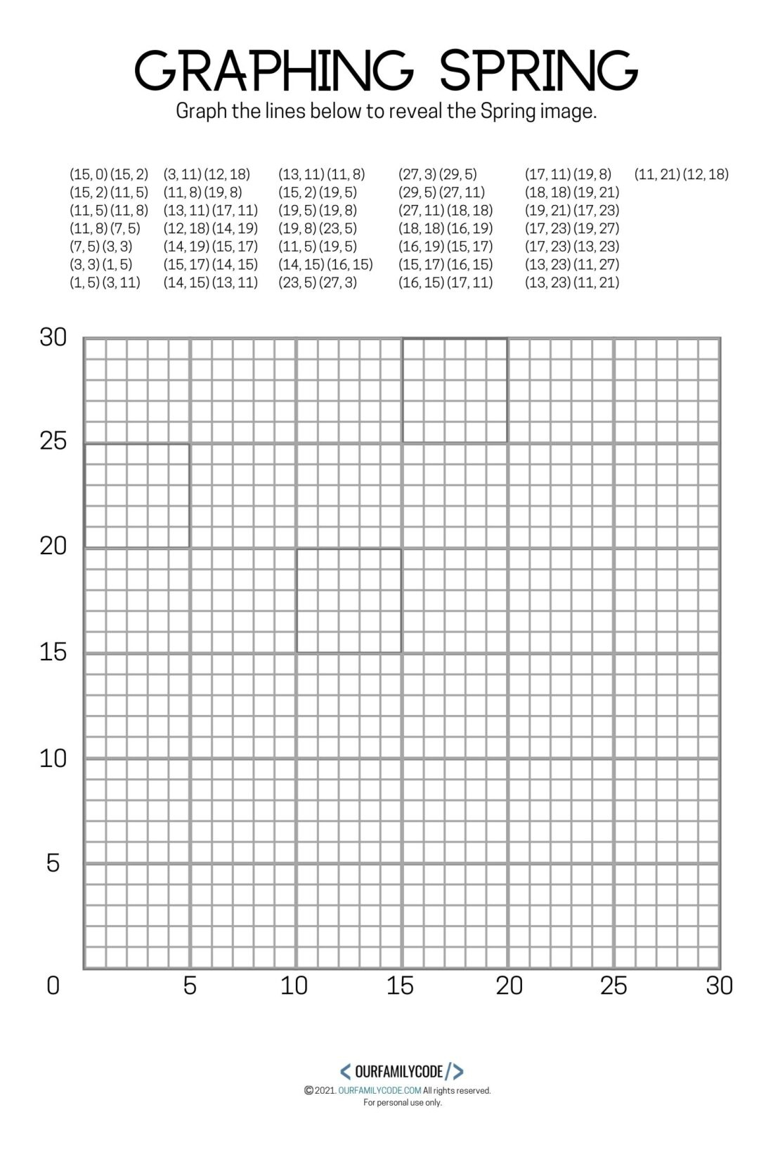 4 Free Spring Graphing Coordinate Plane Worksheets - Our Family Code | Free Printable Coordinate Graphing Pictures Worksheets