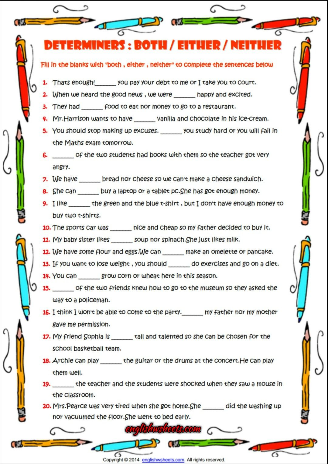 46 Best Determiners Ideas | Determiners, Grammar Worksheets, Esl | Determiners Printable Worksheets