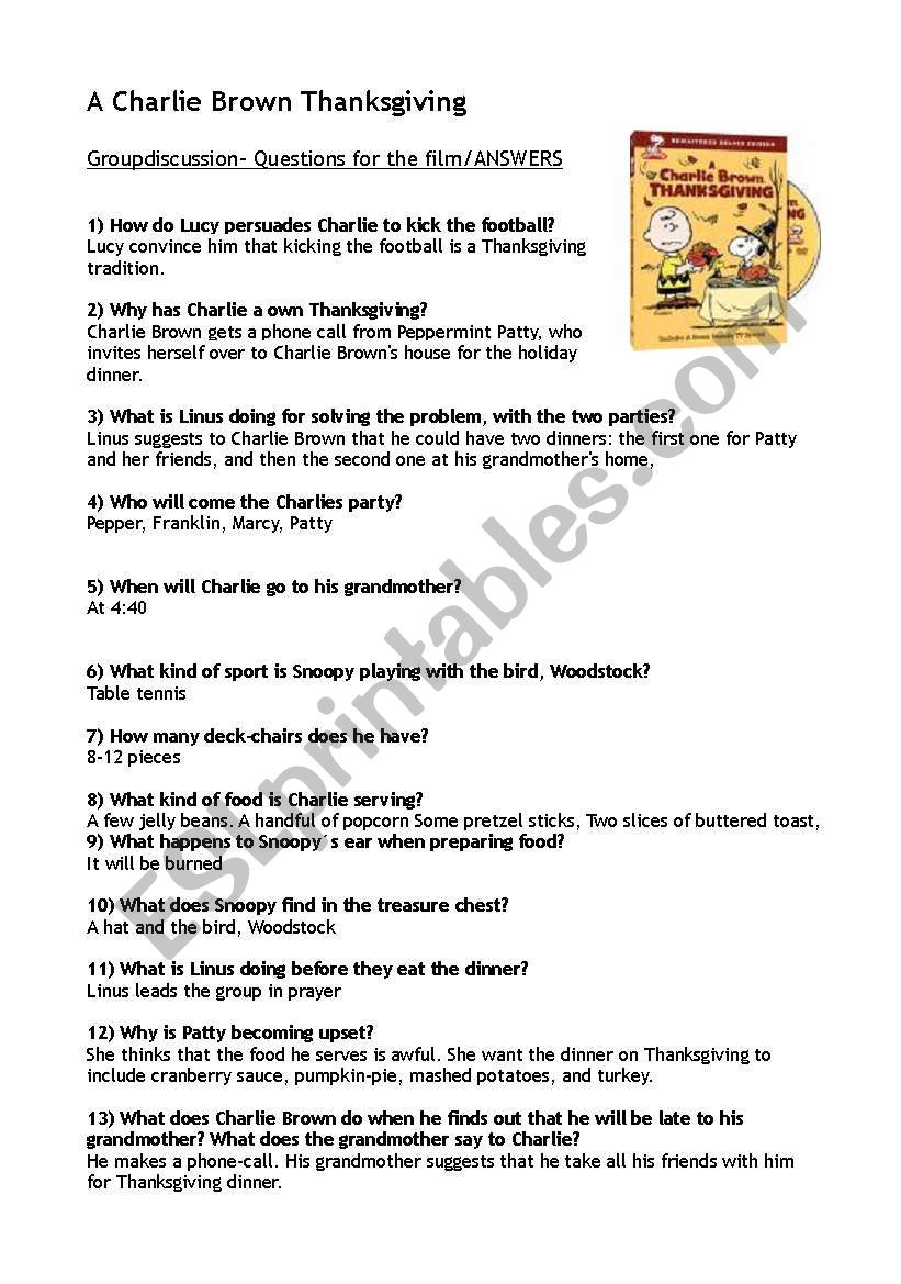a charlie brown thanksgiving answers esl worksheetstella mater charlie brown thanksgiving worksheet A Charlie Brown Thanksgiving- Answers - Esl Worksheetstella_Mater | Charlie Brown Thanksgiving Worksheet