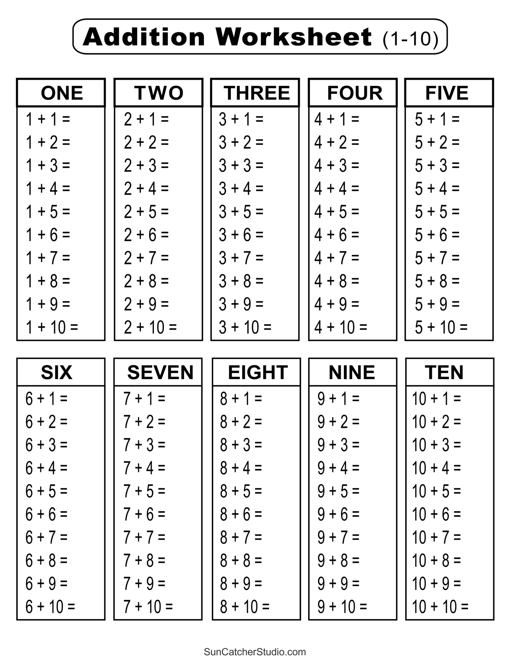 Addition Charts, Tables, &amp;amp; Worksheets (Free Printable Pdf Files | Printable Addition Tables Worksheets