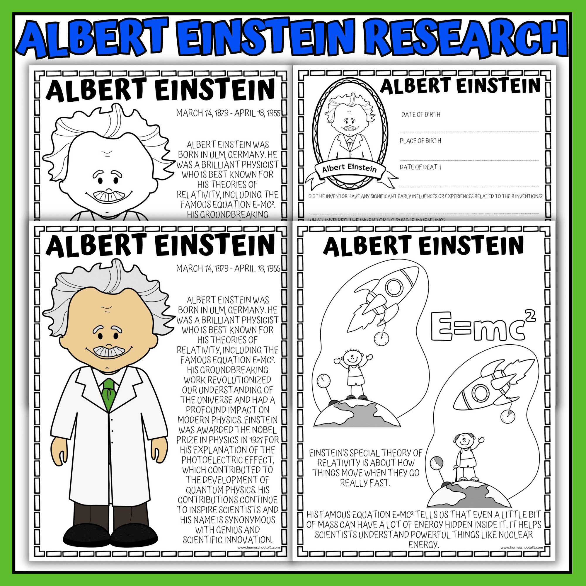 Albert Einstein Worksheets – Printable Biography &amp;amp; Coloring | Albert Einstein Printable Worksheets