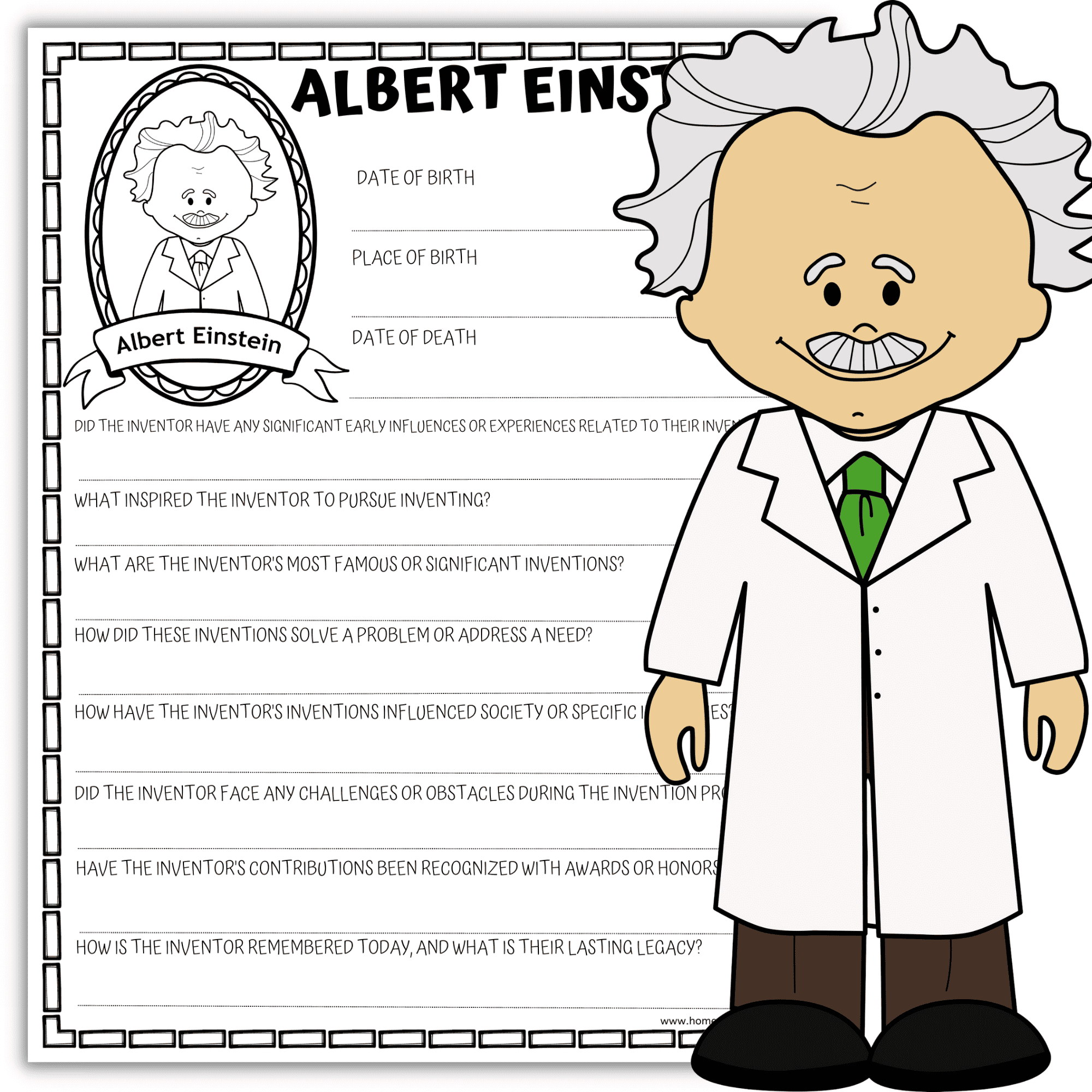 Albert Einstein Worksheets – Printable Biography &amp;amp; Coloring | Albert Einstein Printable Worksheets