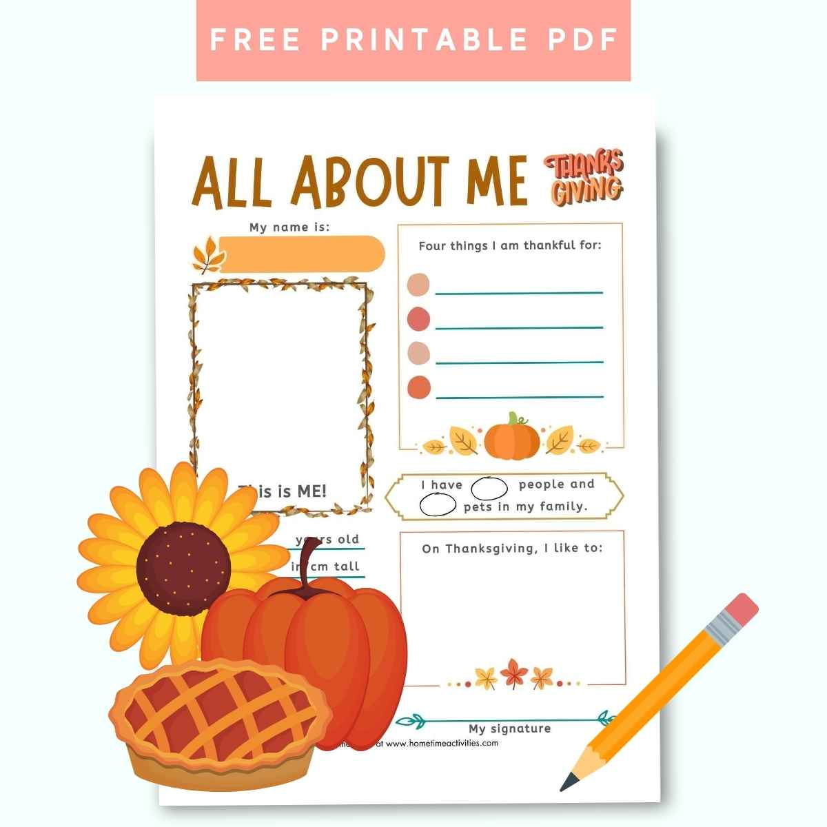 All About Me - Thanksgiving Printable Worksheet | Kids Thanksgiving Worksheets