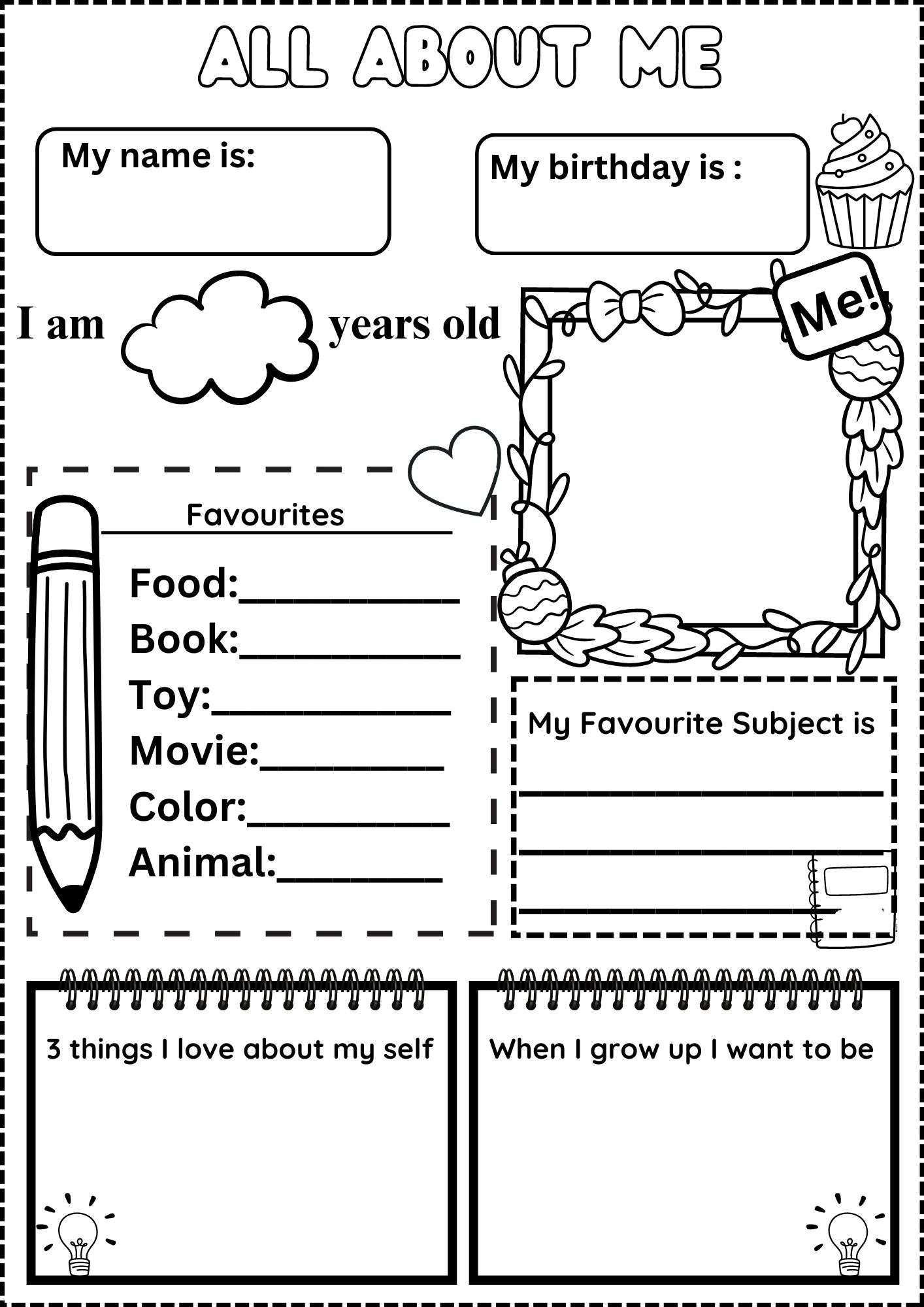All About Me Worksheet Free | Free Printable All About Me Worksheet