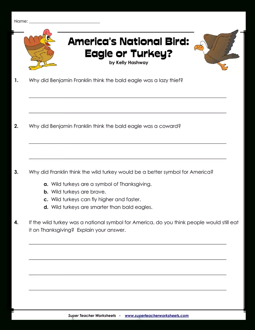 America&amp;#039;S National Bird - Edubirdie | Super Teacher Worksheets Thanksgiving