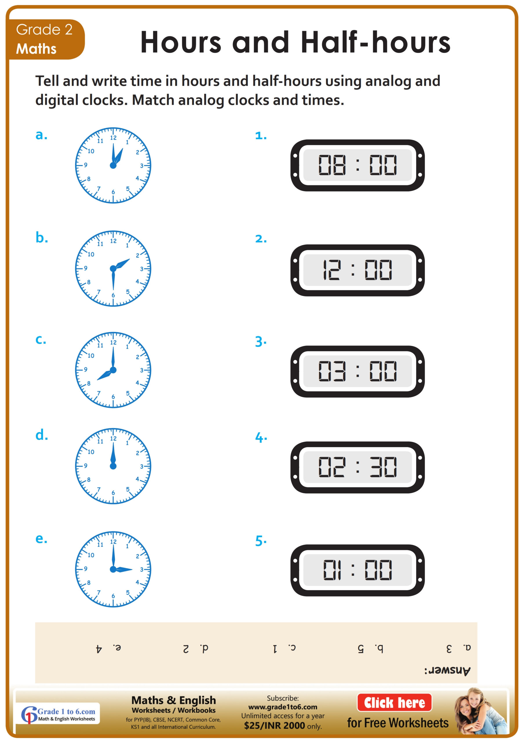 Analog And Digital Clock Worksheet | Grade1To6 - Worksheets | Digital Time Worksheets Free Printables
