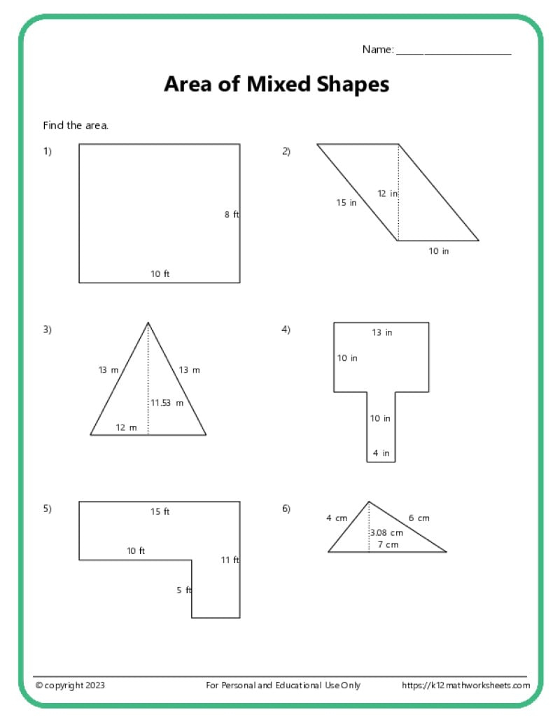 Area And Perimeter Of Mixed Shapes - K12 Math Worksheets | Free Printable Area And Perimeter Worksheets
