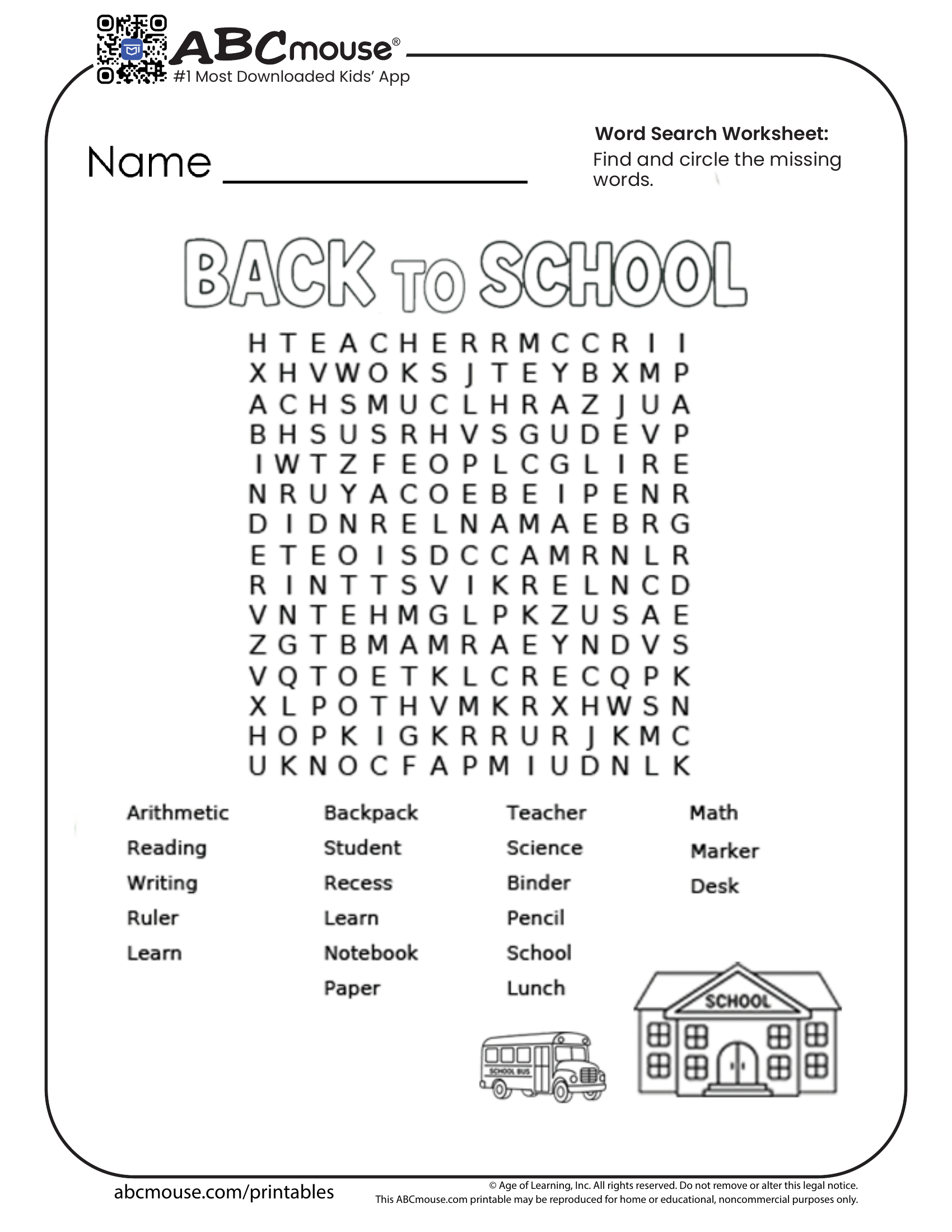 Back To School Worksheets For Kids | Abcmouse | Free Printable Classroom Worksheets