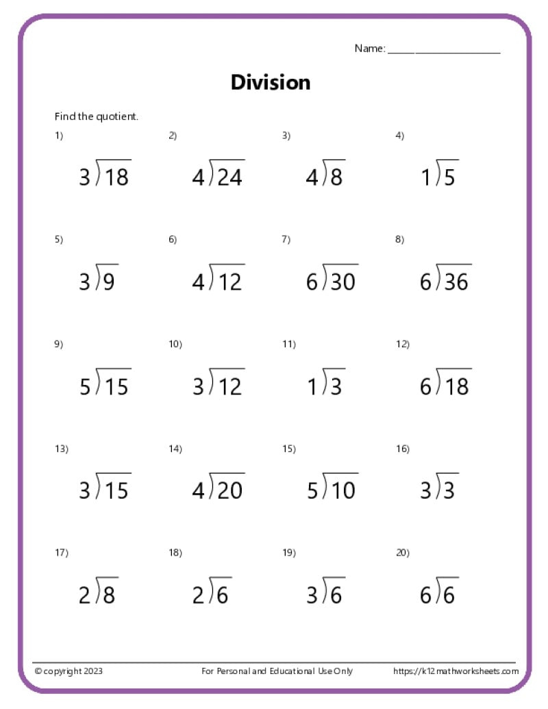 Basic Division Worksheets | Printable Division Worksheets 3Rd Grade