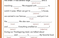 Thanksgiving Mad Libs Worksheets