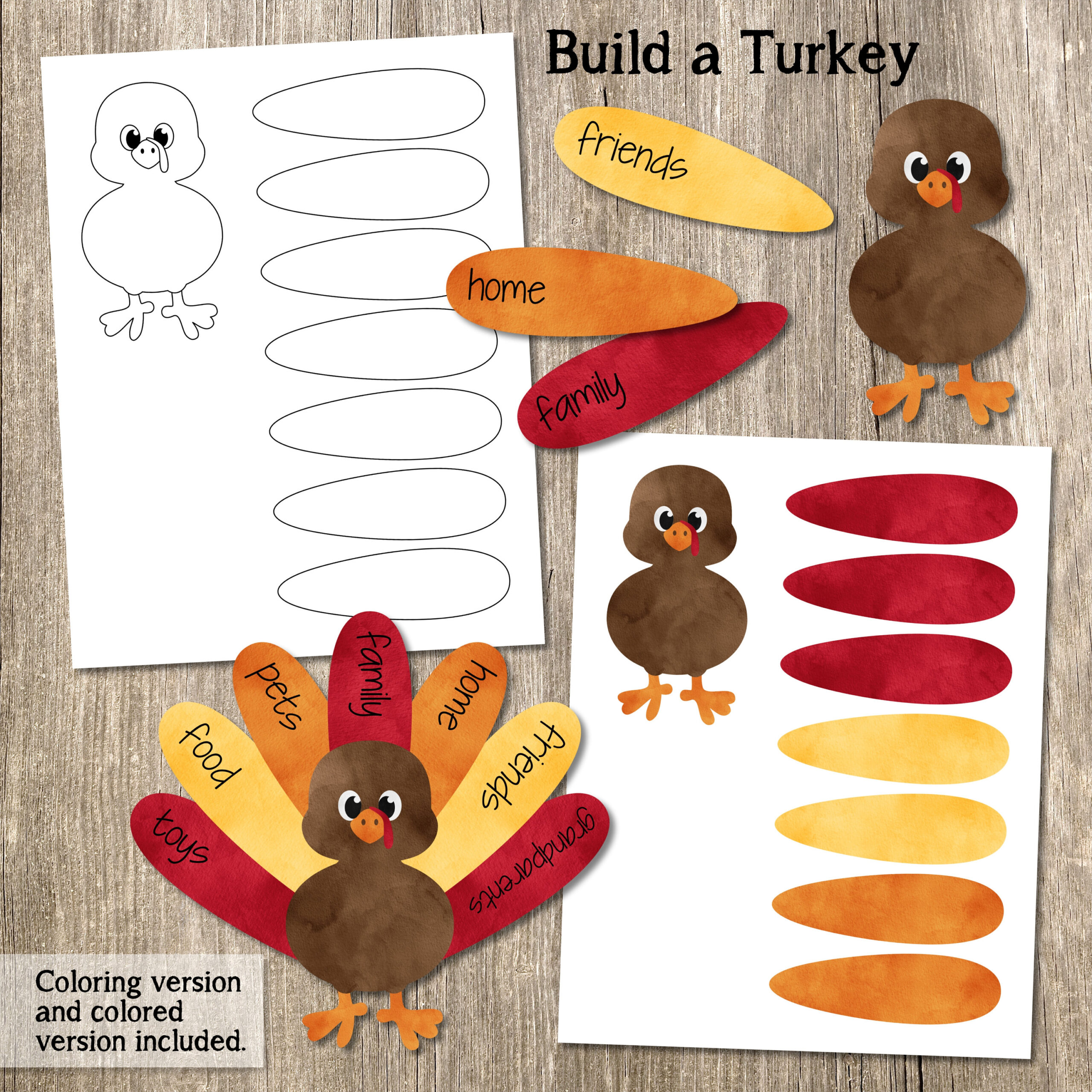 build a turkey kids craft printable thanksgiving craft turkey thanksgiving worksheet scaled Build A Turkey Kid'S Craft, Printable Thanksgiving Craft | Turkey Thanksgiving Worksheet