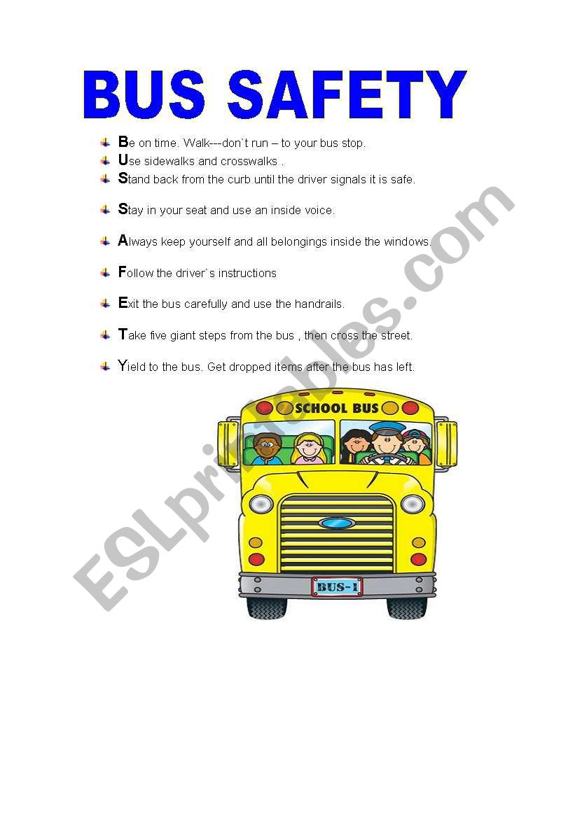 Bus Safety - Esl Worksheetisabelri - Worksheets Library | Printable Bus Safety Worksheets