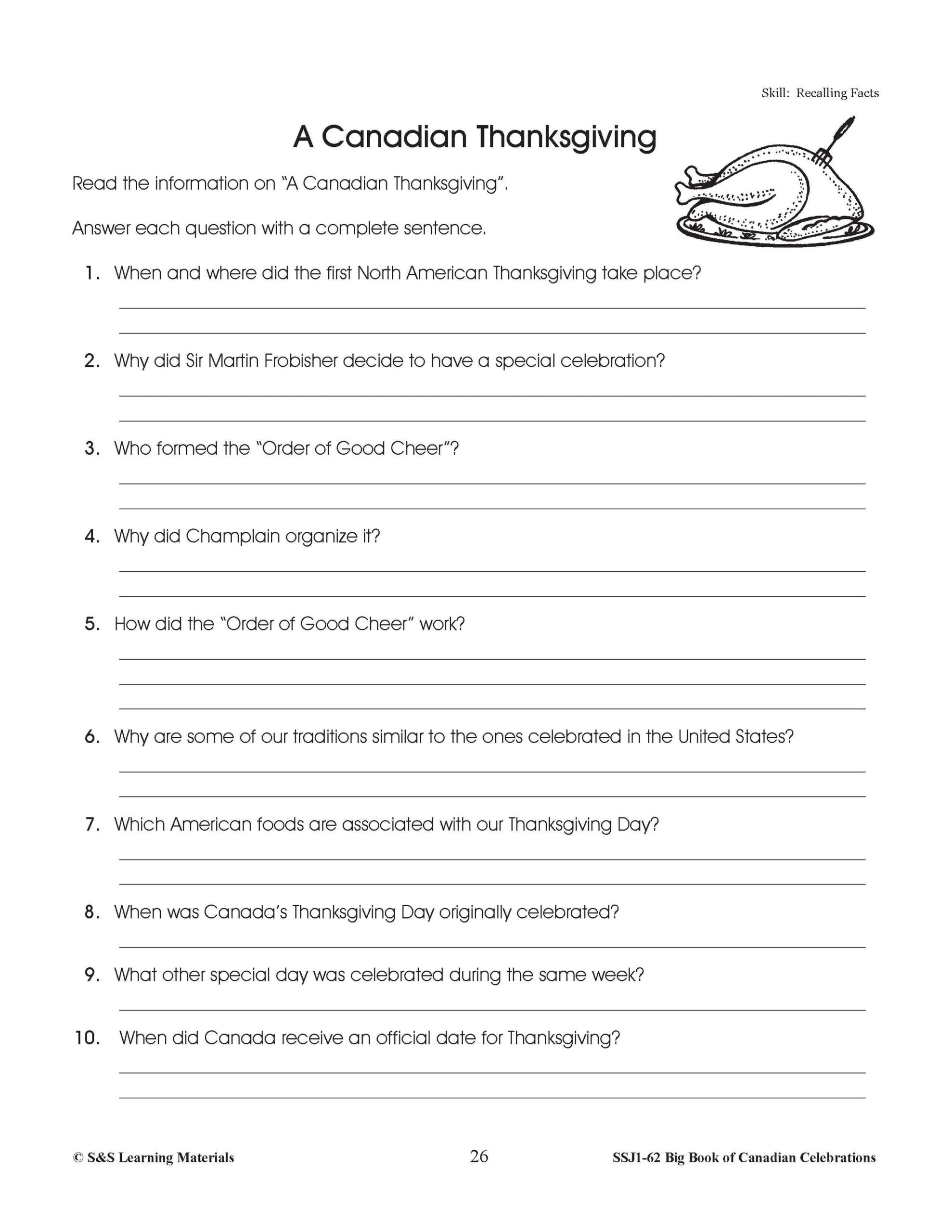 Canadian Thanksgiving - Worksheets Library | Canadian Thanksgiving Worksheets