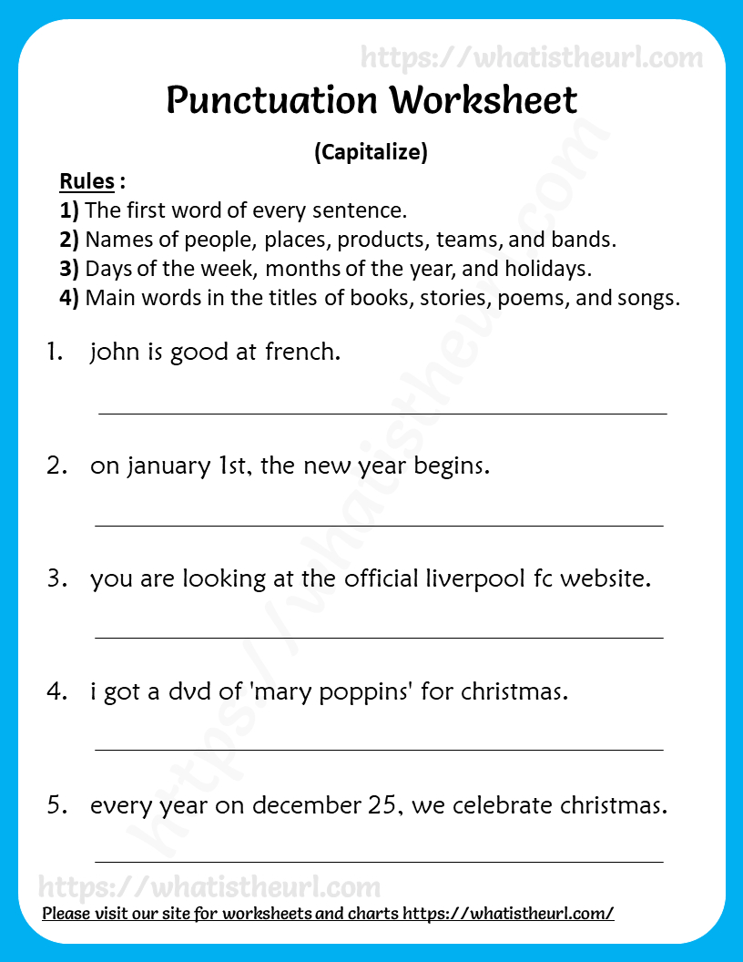 Capitalization Worksheet For 3Rd Grade (Punctuation) - Your Home | Free Printable Punctuation Worksheets For 3Rd Grade