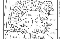 Color by Number Thanksgiving Math Worksheets