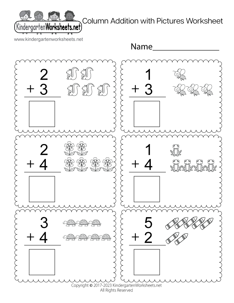 Column Addition With Pictures Worksheet - Free Printable, Digital | Adding With Pictures Printable Worksheets