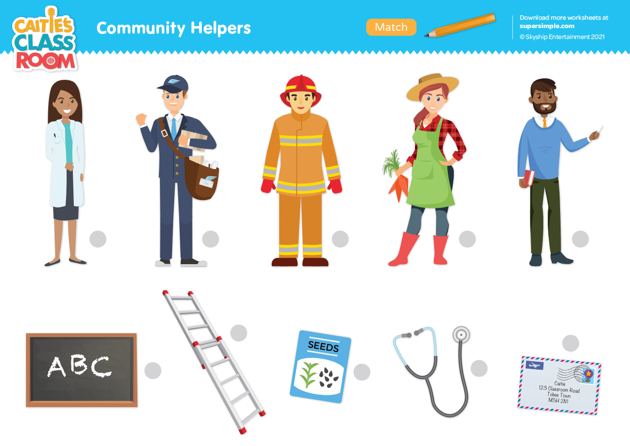 Community Helpers Worksheet - Match - Super Simple | Community Helpers Worksheets Free Printables