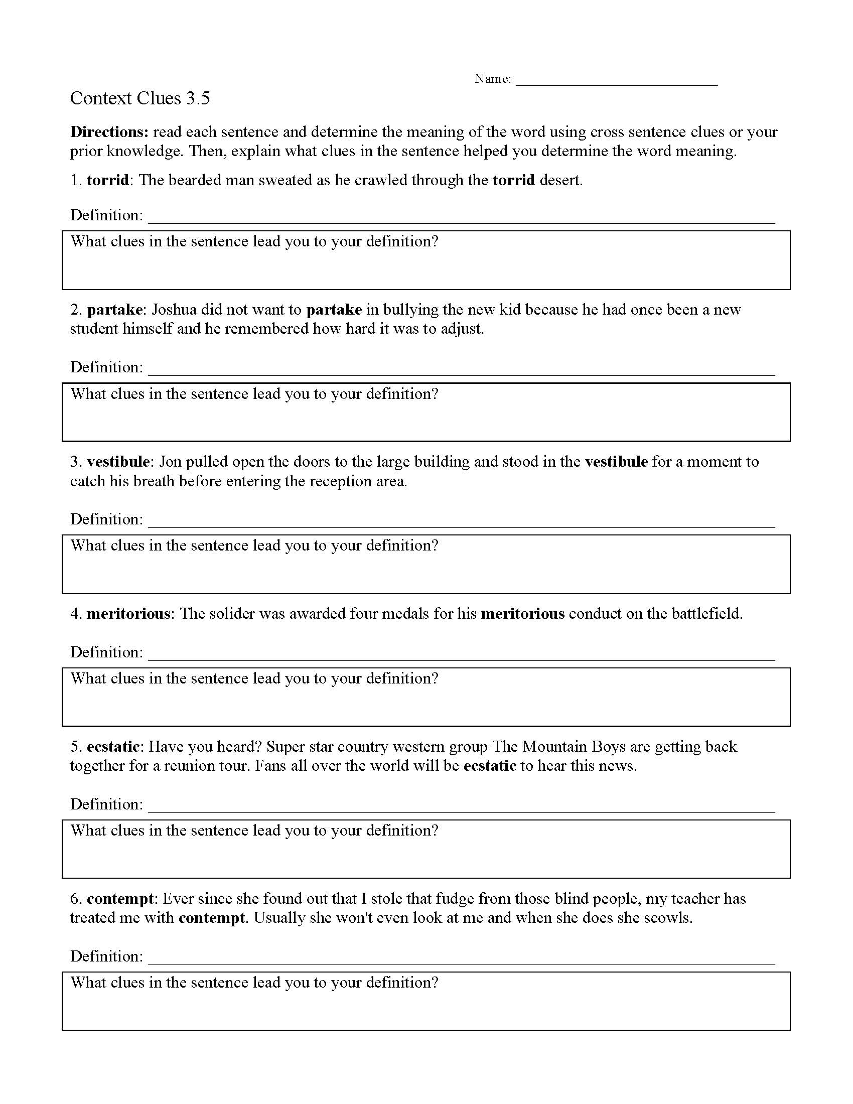 Context Clues Worksheets | Ereading Worksheets | Context Clues Printable Worksheets 4Th Grade