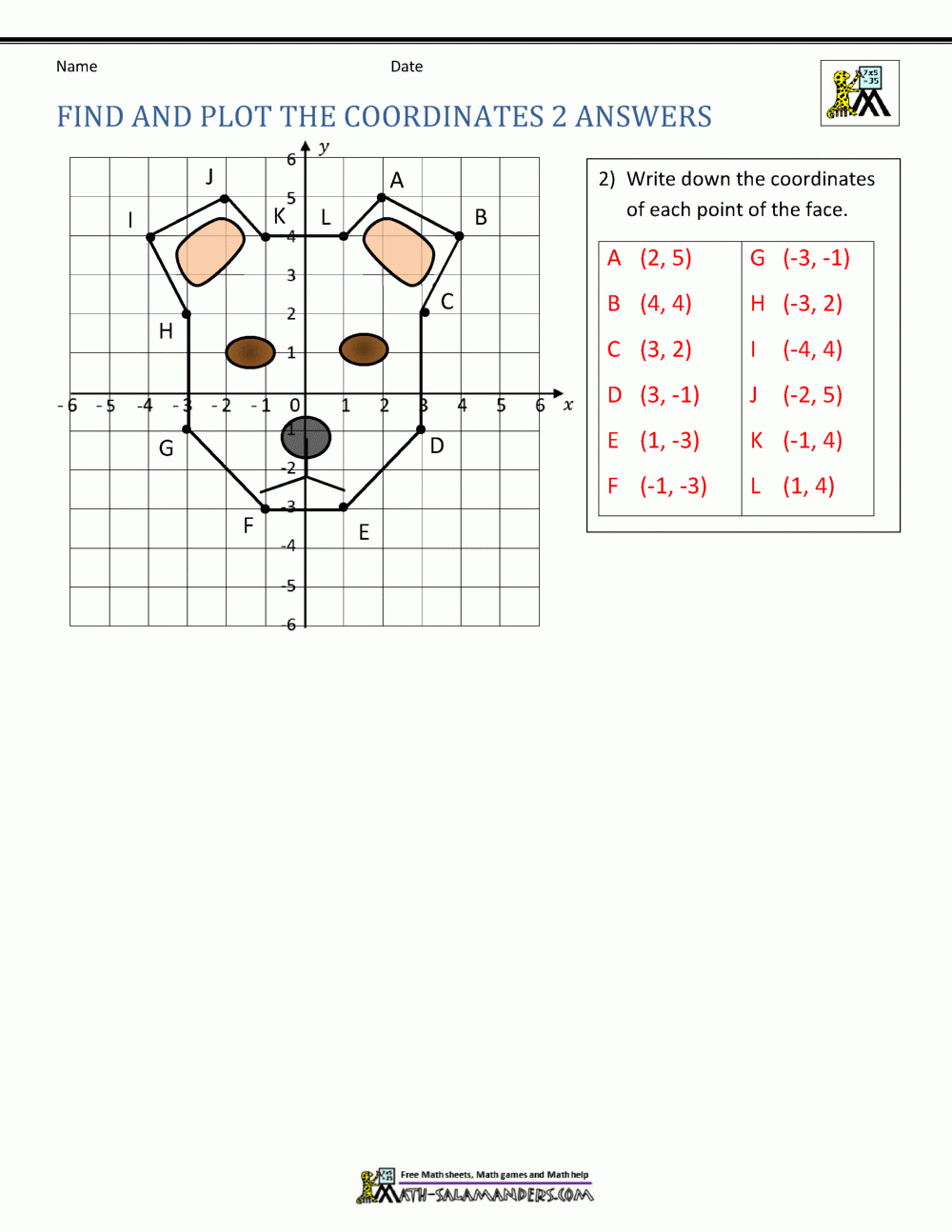 Coordinate Plane Worksheets - 4 Quadrants | Free Printable Coordinate Graphing Pictures Worksheets