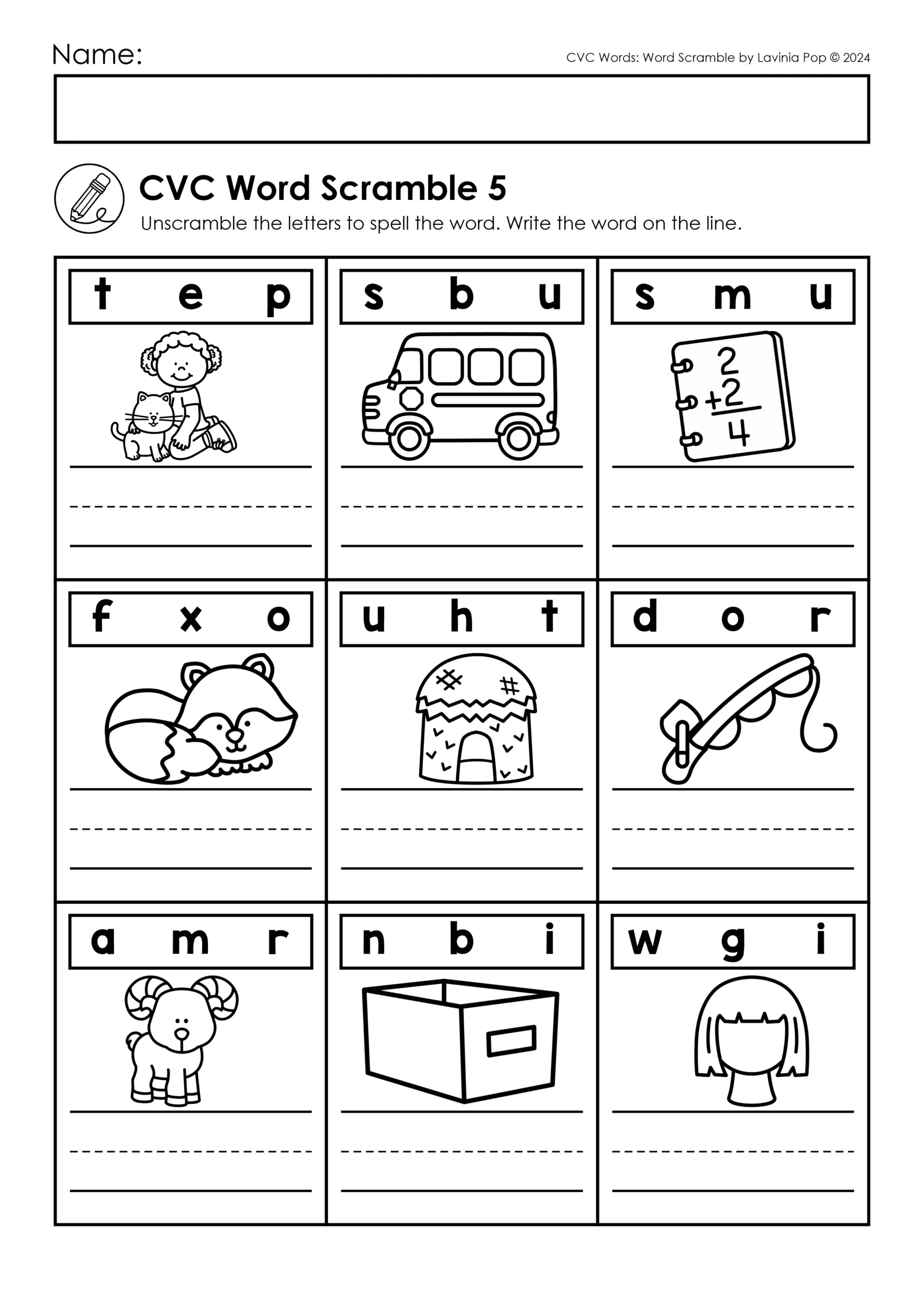 Cvc Word Scramble Printable Worksheets | Word Scramble Printable Worksheets