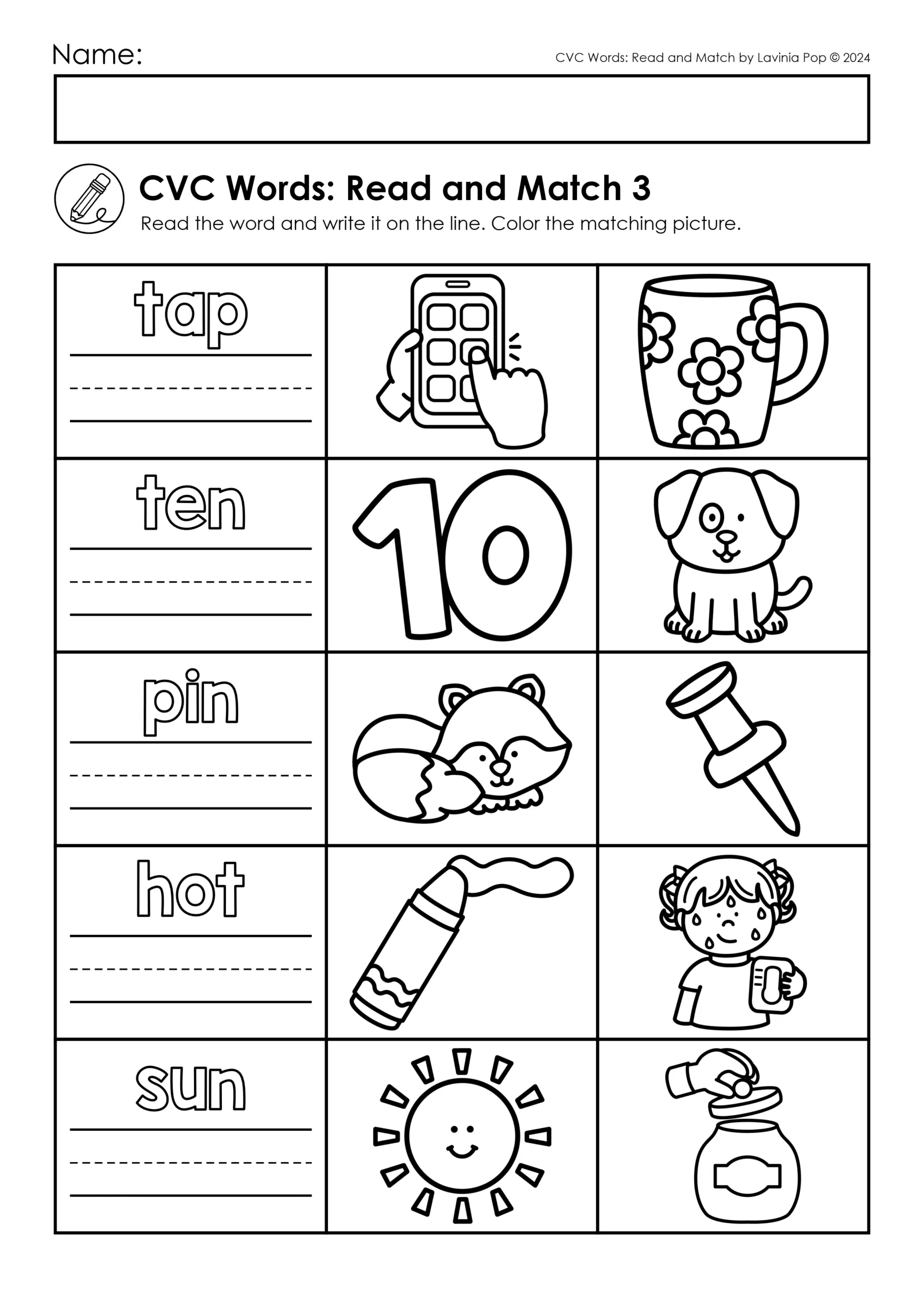 Cvc Words: Read And Match Printable Worksheets | Free Printable Cvc Worksheets