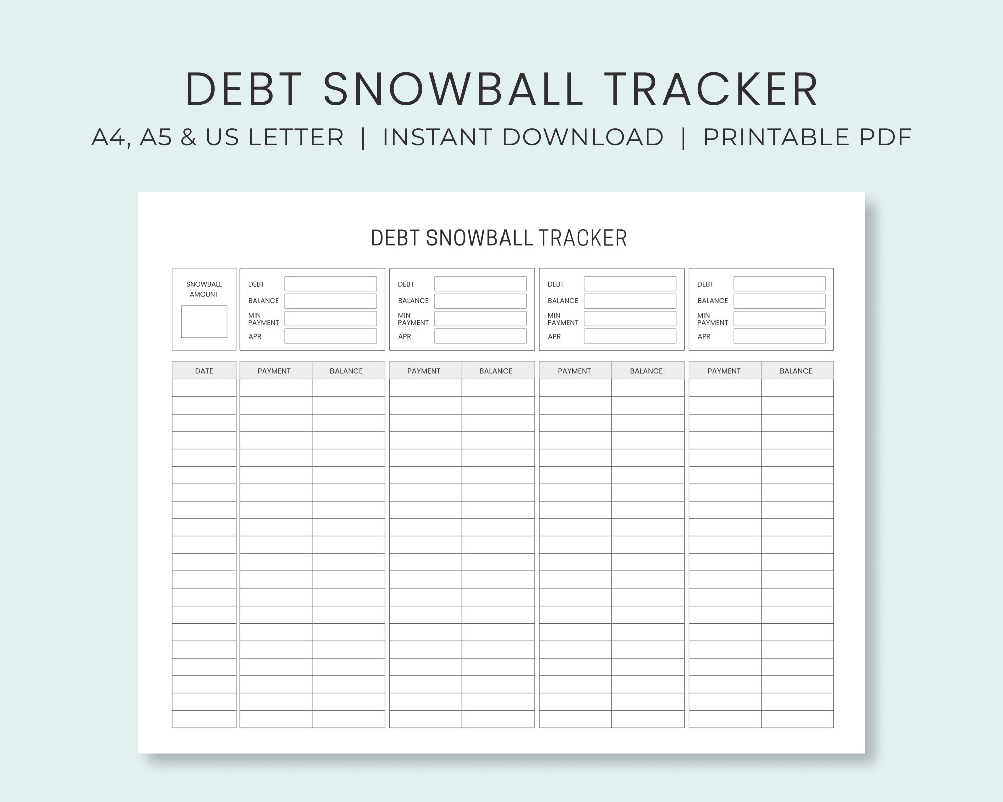 Debt Snowball Tracker Printable | Debt Payment Worksheet | Debt | Debt Snowball Worksheet Printable