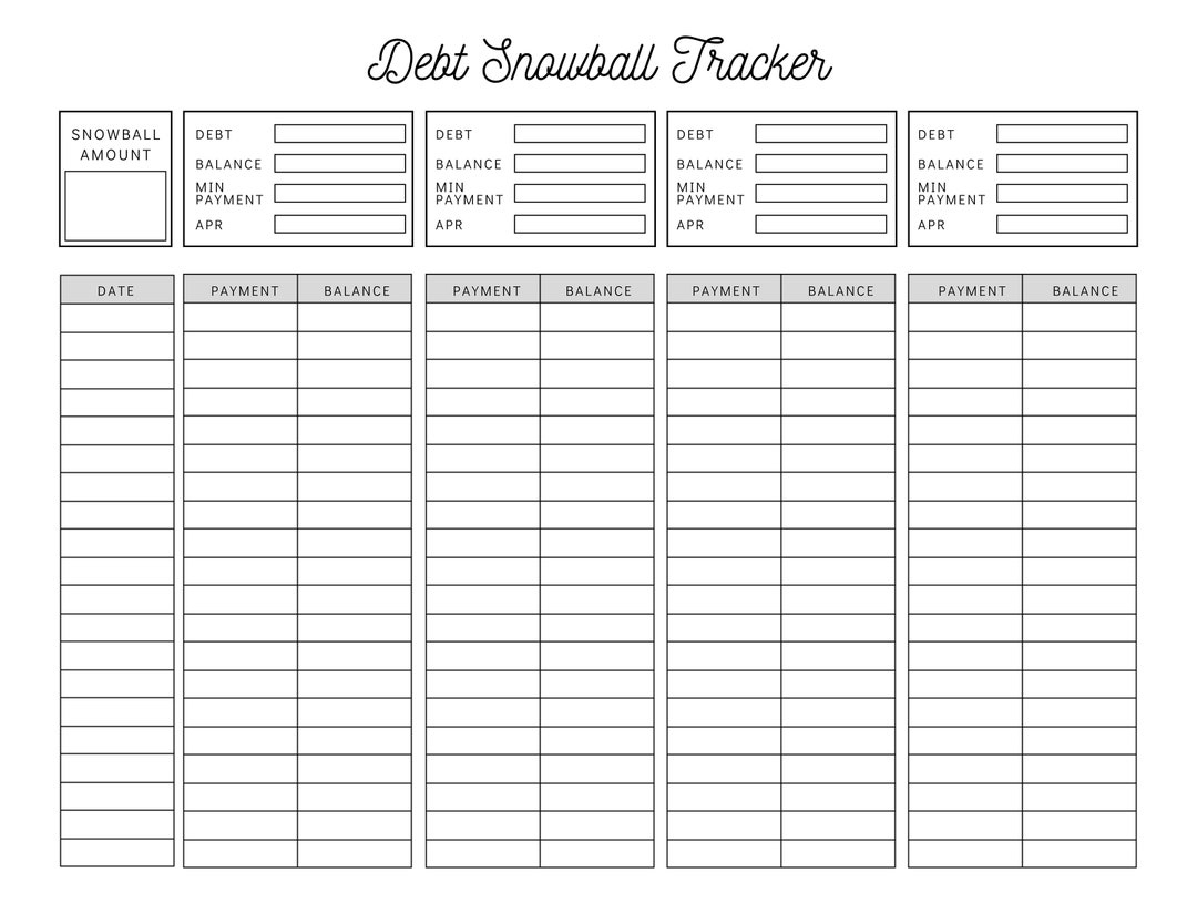 Debt Snowball Tracker Printable | Debt Payment Worksheet | Debt | Debt Snowball Worksheet Printable