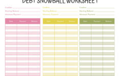 Debt Snowball Worksheet Printable