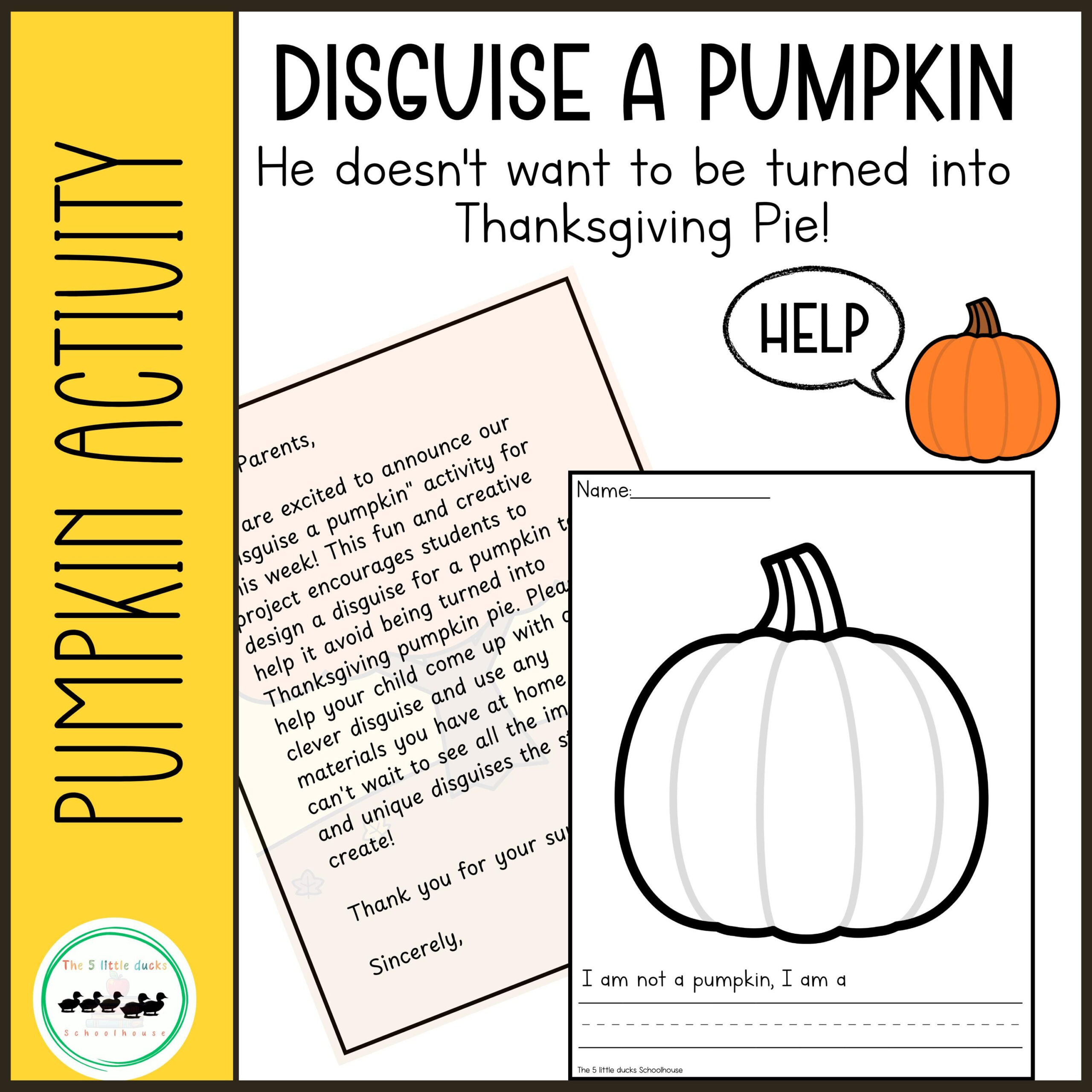 Disguise A Pumpkin Printable: Fall Craft Activity For Kids (Pdf | Thanksgiving Pumpkin Worksheet