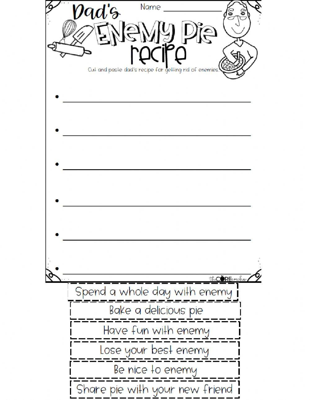 Enemy Pie Recipe Worksheet Online Exercise For | Live Worksheets | Enemy Pie Printable Worksheet
