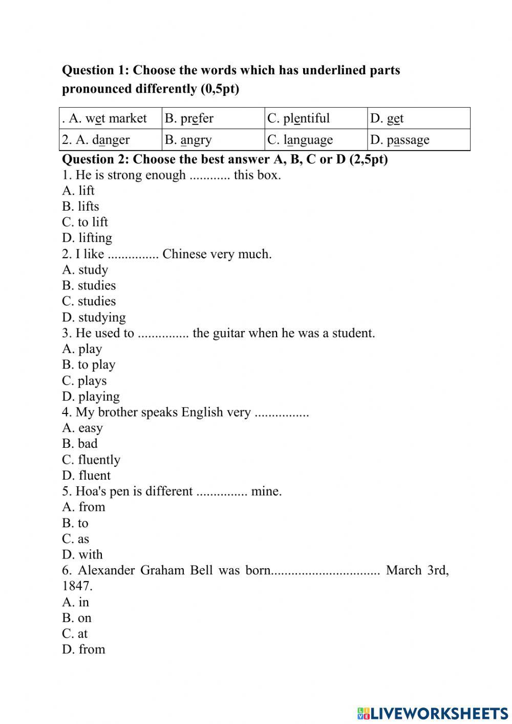 English-Grade 8 Worksheet | Live Worksheets - Worksheets Library | Free Printable Worksheets For 8Th Grade English