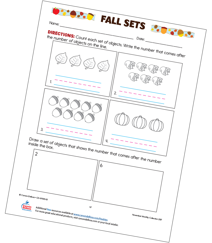 Fall Sets Free Printable | Carson Dellosa - Worksheets Library | Carson Dellosa Printable Worksheets